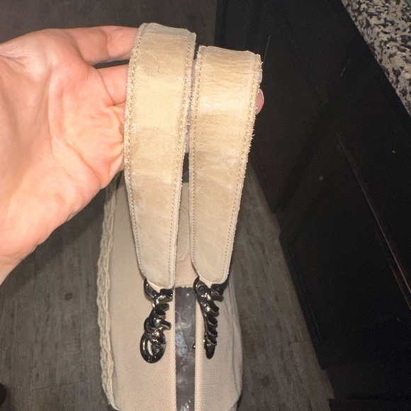 Chanel CC Logo Double chain Canvas Tote - Picture 12 of 16